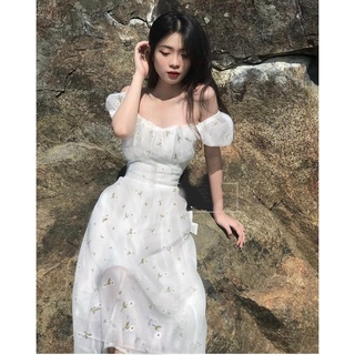 Váy hoa tay ngắn xếp ly( Sẵn tại shop)