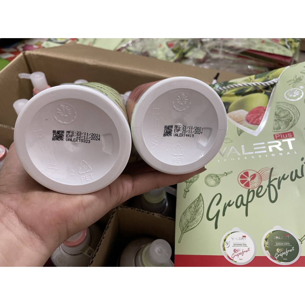 Dầu gội dầu xả bưởi grapefruit valert chống rụng tóc - kích thích mọc tóc phục hồi tóc khô xơ hư tổn 850ml * 2