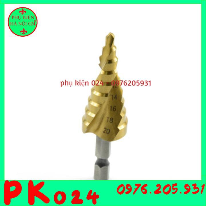 Bộ 3 Mũi Khoan Tầng Tháp Xoắn - Chuôi Lục Giác 4-32mm Khoan Sắt,Nhôm...Trục 6.35mm Màu Vàng Cao Cấp Sang Trọng