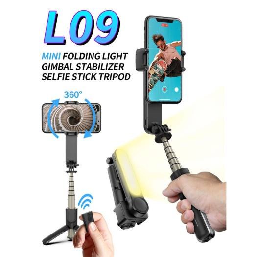 Chân Máy Chụp Ảnh Selfie Chống Rung Gimbal Vlog L09, Bộ Ổn Định Điện Thoại Di Động, Có Đèn Led, Kết Nối Bluetooth