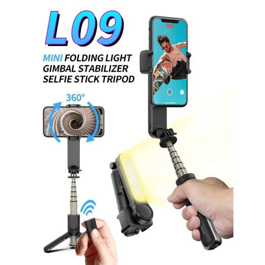 Chân Máy Chụp Ảnh Selfie Chống Rung Gimbal Vlog L09, Bộ Ổn Định Điện Thoại Di Động, Có Đèn Led, Kết 