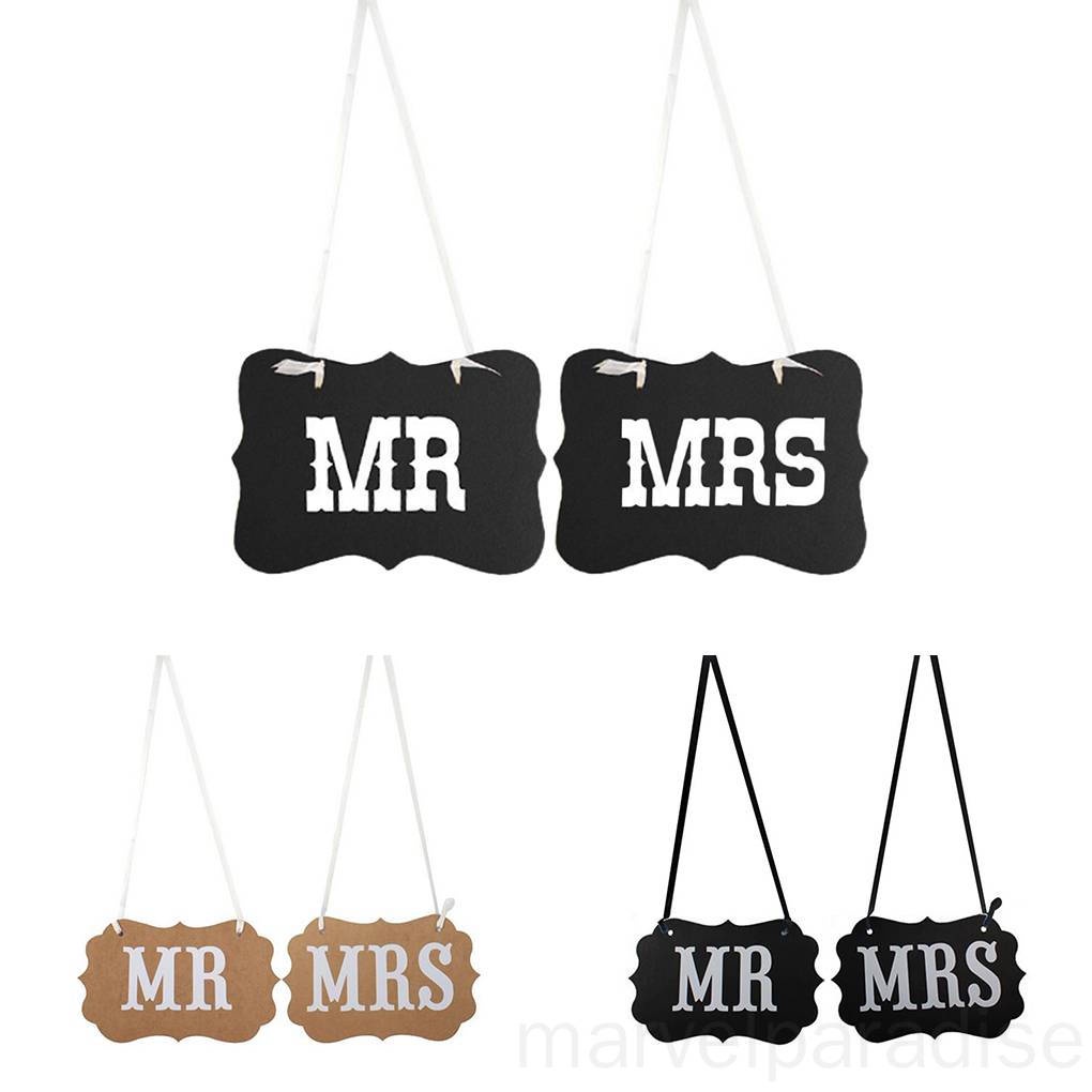 Set 2 Banner Mr / Mrs In Chữ Trang Trí Ghế Tiệc Cưới