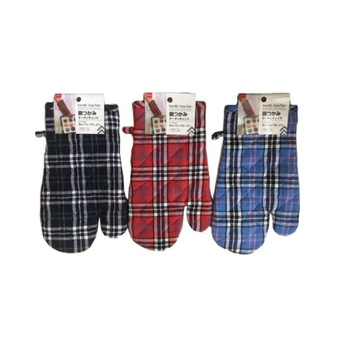Daiso Japan Bao Tay Nhấc Nồi Oven Mitt -Tartan Plaid - 30Cm X 17Cm - 11.8In X 6.7In-