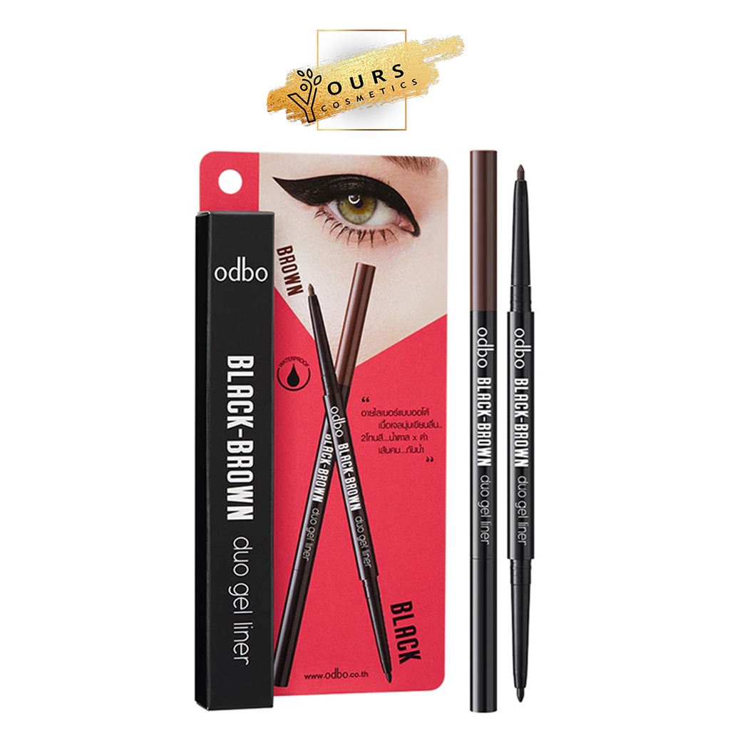 Chì Kẻ Mí 2 Đầu Odbo Black Brown Duo Gel Liner OD359 - Chì Kẻ Mí Odbo Trong và Ngoài Dạng Sáp