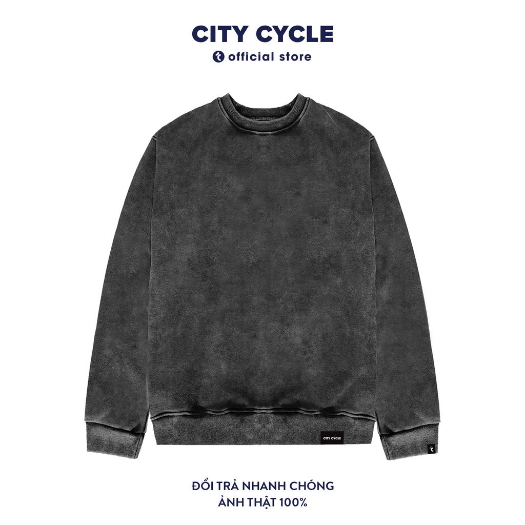 Áo sweater acid City Cycle nỉ loang trơn form rộng oversize unisex Local Brand