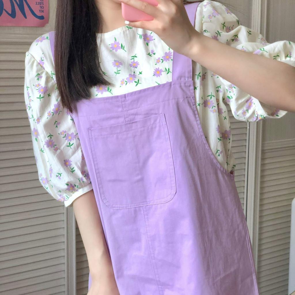 Loose and Thin Floral Dress Female Summer Doll Dress Sweet Short Sleeve Skirt