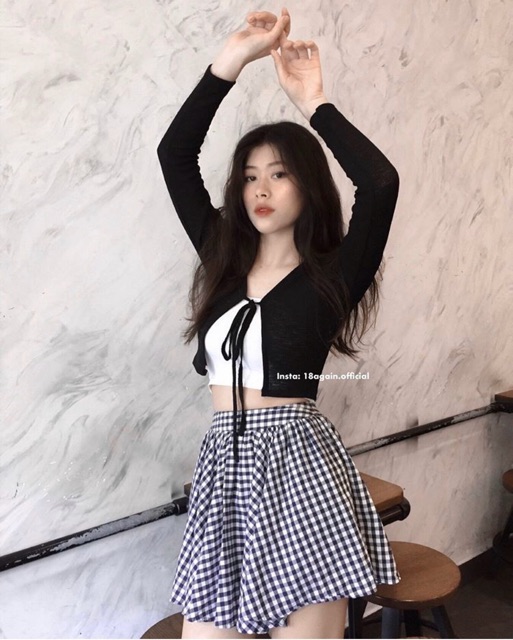 Áo croptop cardigan cột dây | BigBuy360 - bigbuy360.vn