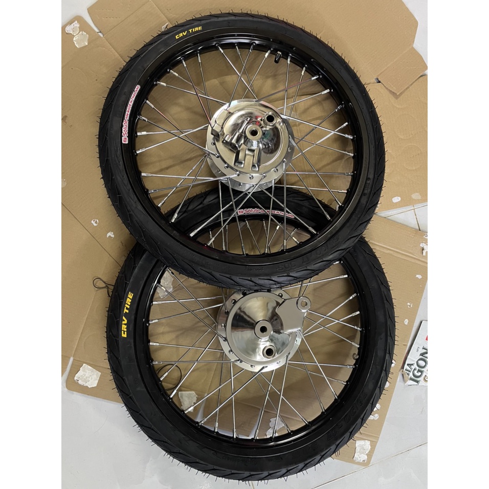 Bộ CDN dành cho wave và dream căm osaka đùm crom niềng nhôm đen solute  kèm má crom full vỏ ruột 60/90 và 70/90