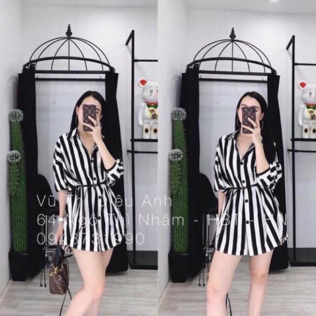 💎💎SƠMI KẺ SỌC ĐEN TRẮNG DÁNG RỘNG