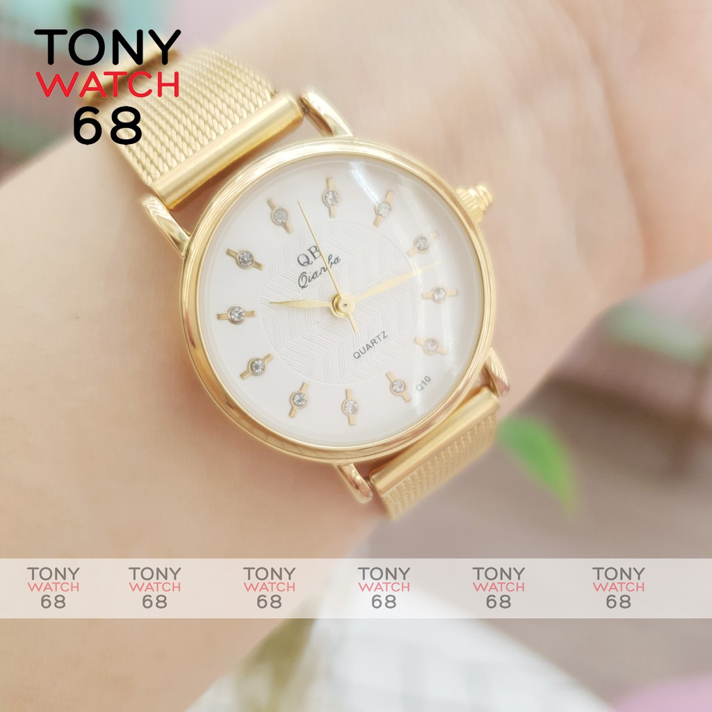 Đồng hồ nữ QB dây da mặt kính cong bản mini sang chảnh chính hãng Tony Watch 68