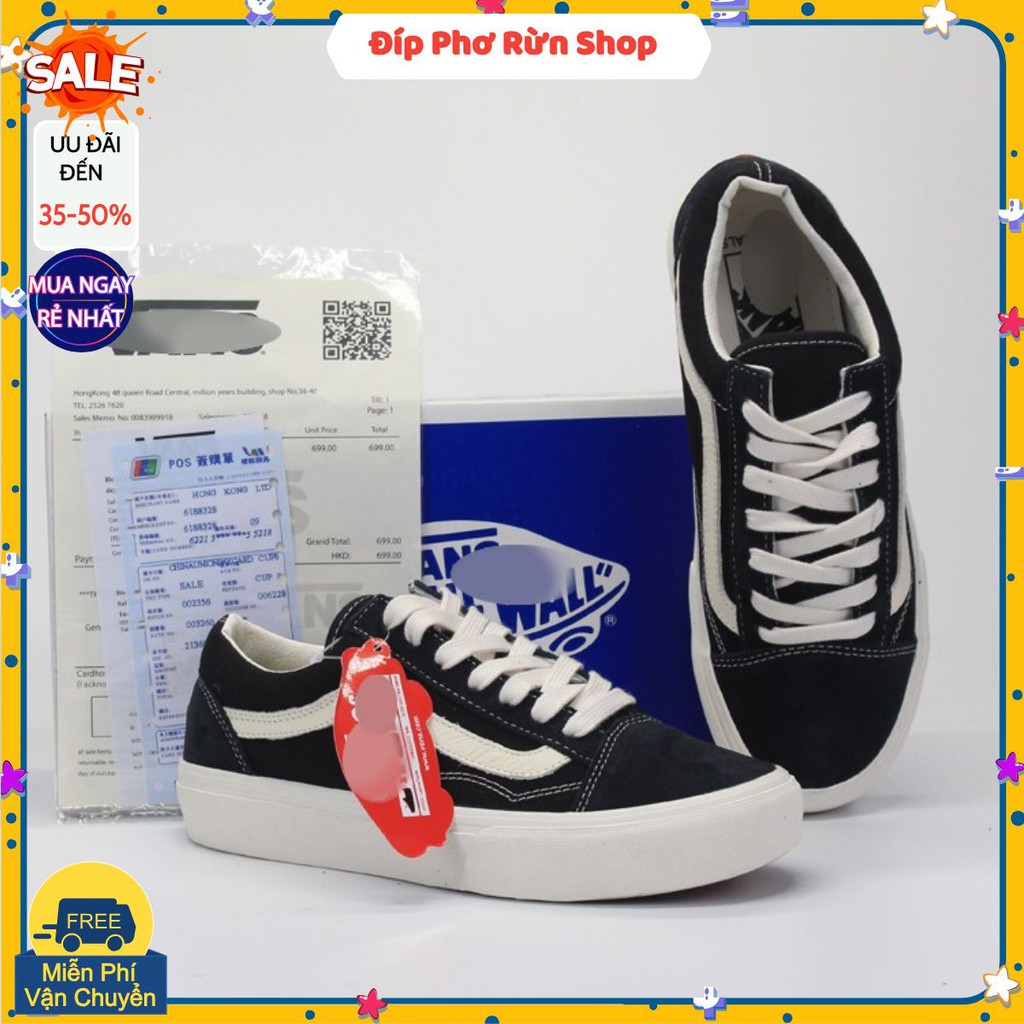 Giày van vault , Old Skool low đen mũi nỉ cao cấp full bo