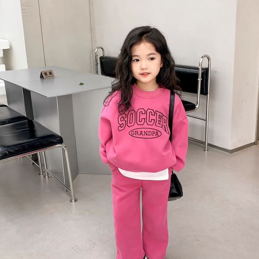 Set Áo Len Dài Tay Cổ Tròn + Quần ống rộng Thiết Kế Mới Thời Trang Dành Cho Mùa Thu Đông