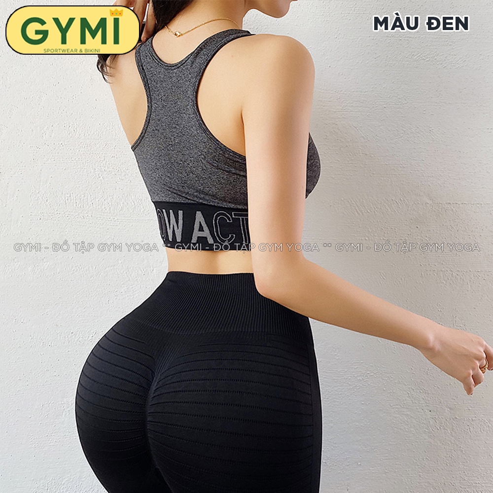 Áo bra tập gym yoga nữ GYMI AL09 dáng bra có mút chất dệt co giãn nâng đỡ ngực logo Active