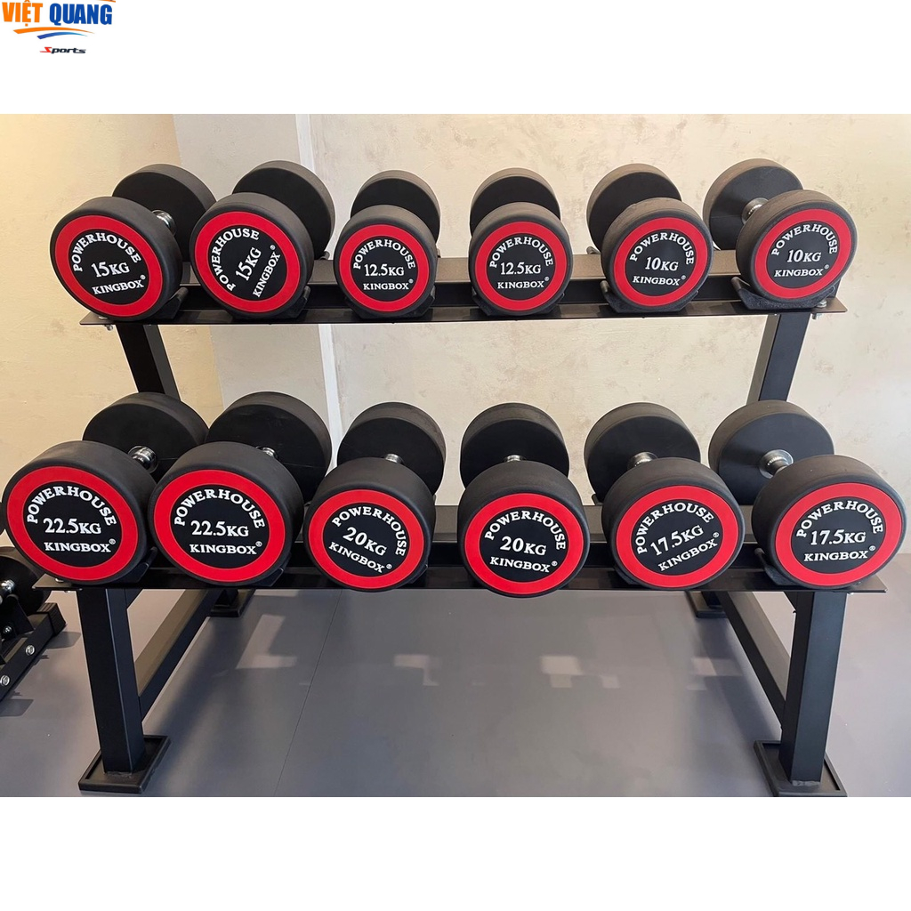 Tạ tay lõi Gang đặc KINGBOX 10kg bọc cao su Hàng Nhập Khẩu