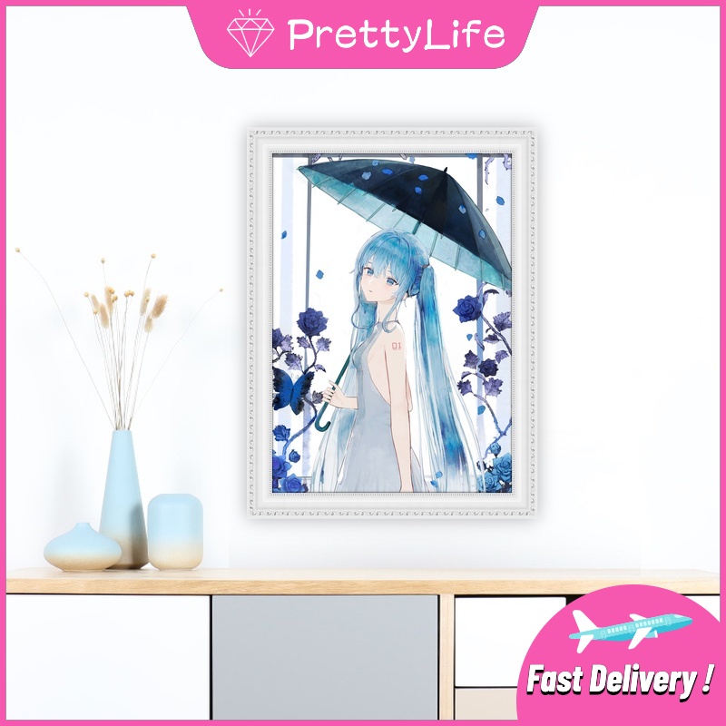 Bộ Tranh Đính Đá 5D Tự Làm Hình Hatsune Miku 30x40cm/40x50cm Trang Trí Nhà Cửa