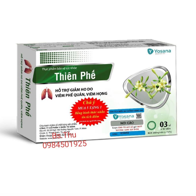 THIÊN PHẾ dịch chiết hoa cúc tím (mua 5 tặng 1) hỗ trợ giảm ho, tăng cường miễn dịch hộp 30 viên