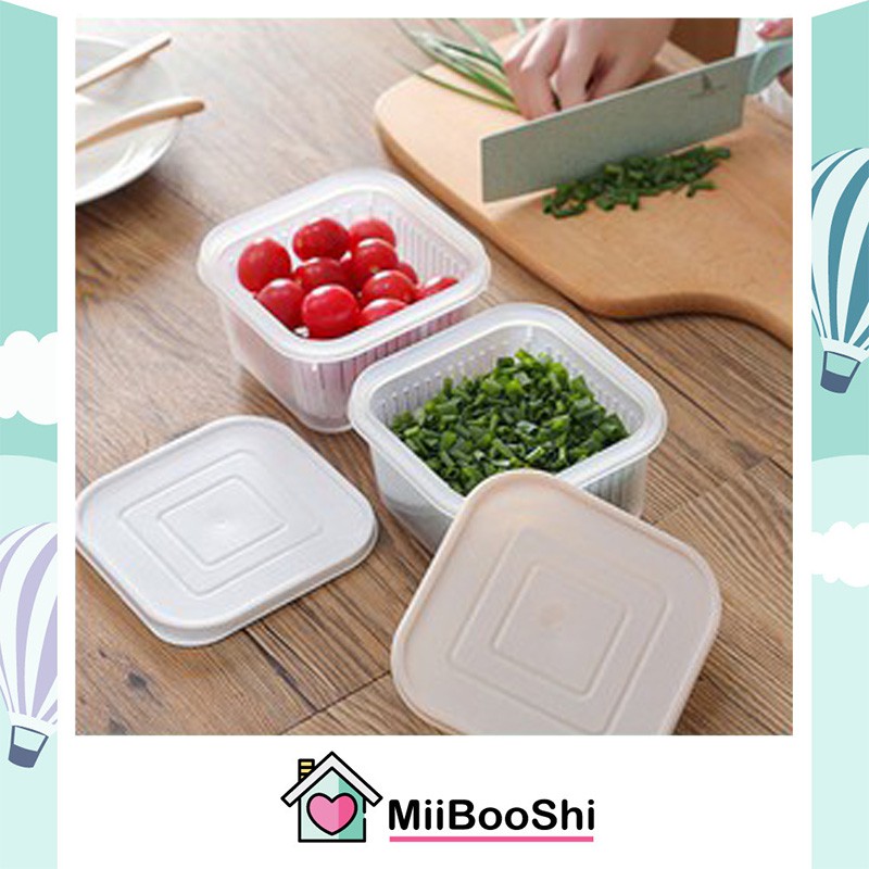 Hộp nhựa đựng thực phẩm tủ lạnh hình tròn vuông giao hình ngẫu nhiên MIIBOOSHI 9472586432