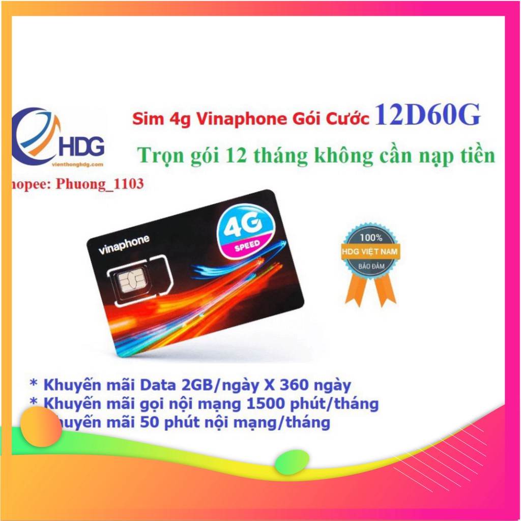 CỰC PHẨM HOT MIỄN PHÍ 1 NĂM – Sim 4g vinaphone gói cước Đỉnh 60 (60gb/tháng nghe gọi miễn phí) Có Video kèm test tốc độ 