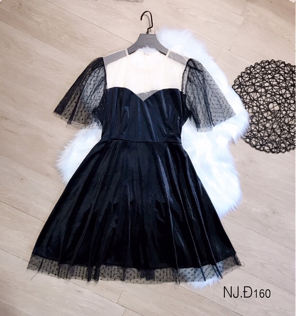 Đầm Nhung Cánh Tiên Lưới Bi Bigsize
