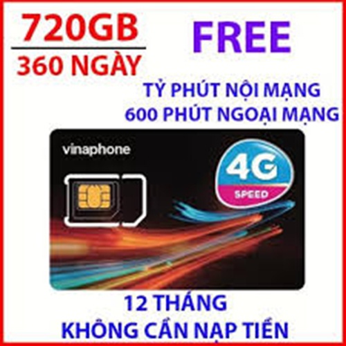 [Miễn phí 1 năm] SIM 4G Vinaphone 2GB/ngày, gọi nội mạng 20p và liên mạng 50p ( VD8912T/12D60G ) 4gb/ngày :12VD149