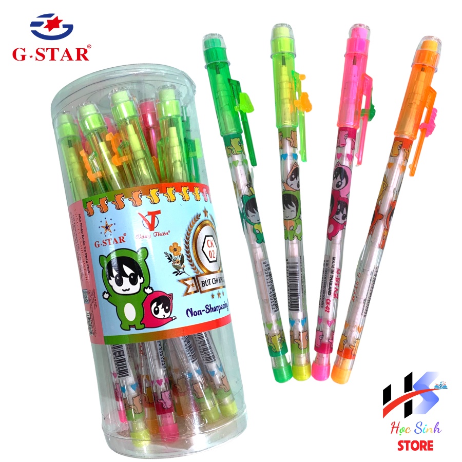 Combo 10 cây bút chì khúc Thái Lan GSTAR CK2 nhiều màu ruột chì 2B ngòi thanh mảnh