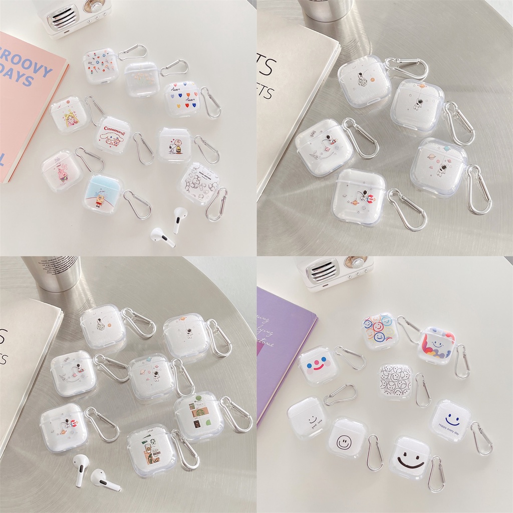 Vỏ Bảo Vệ Hộp Sạc Tai Nghe Inpods Pro4 Mini Pro4 / Pro5 Hình Phi Hành Gia Hoạt Họa Màu Trong Suốt
