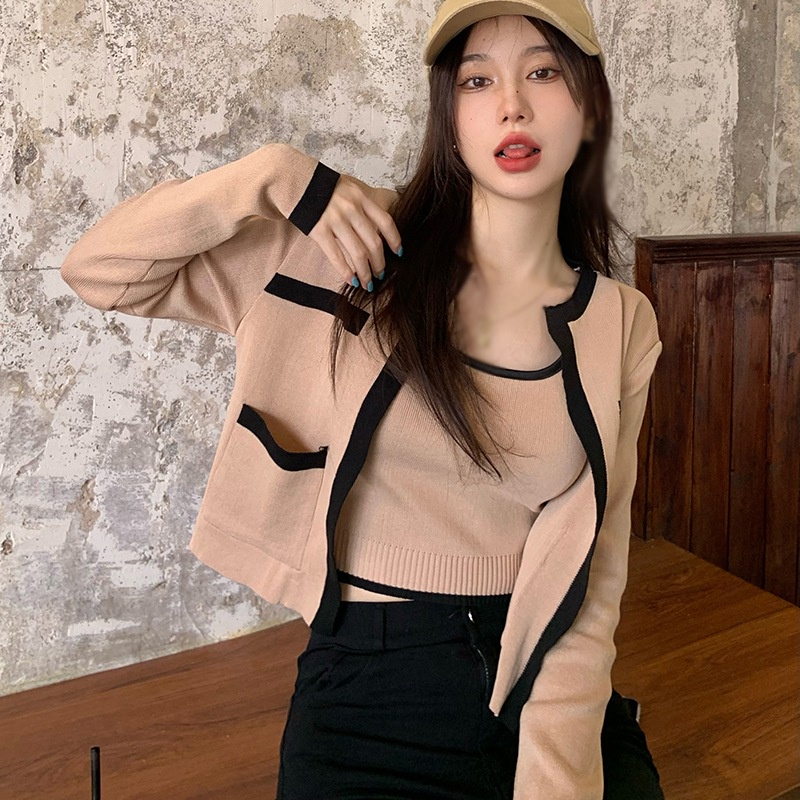 Áo khoác cardigan dài tay/Áo dây dệt kim thiết kế dáng rộng thoải mái