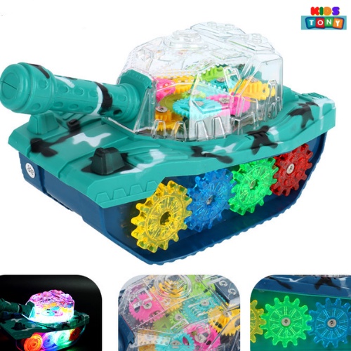 Xe tăng đồ chơi đa năng tự động phát nhạc và đèn cho bé, đồ chơi xe tăng chạy pin có nhạc và ánh sáng vui nhộn Tony kids