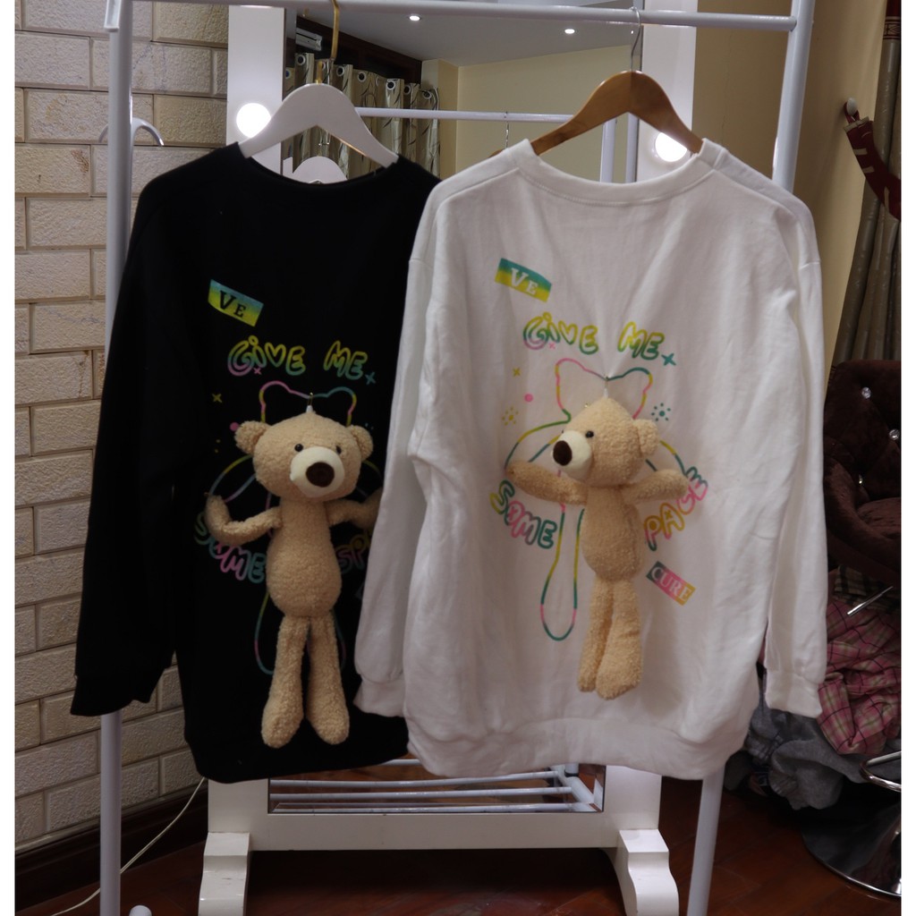 Áo sweater chữ "Give Me" ở sau lưng -Tặng kèm Gấu Bông-Sweater ulzzang nữ nỉ form rộng -HươngSu (PVN759) | BigBuy360 - bigbuy360.vn