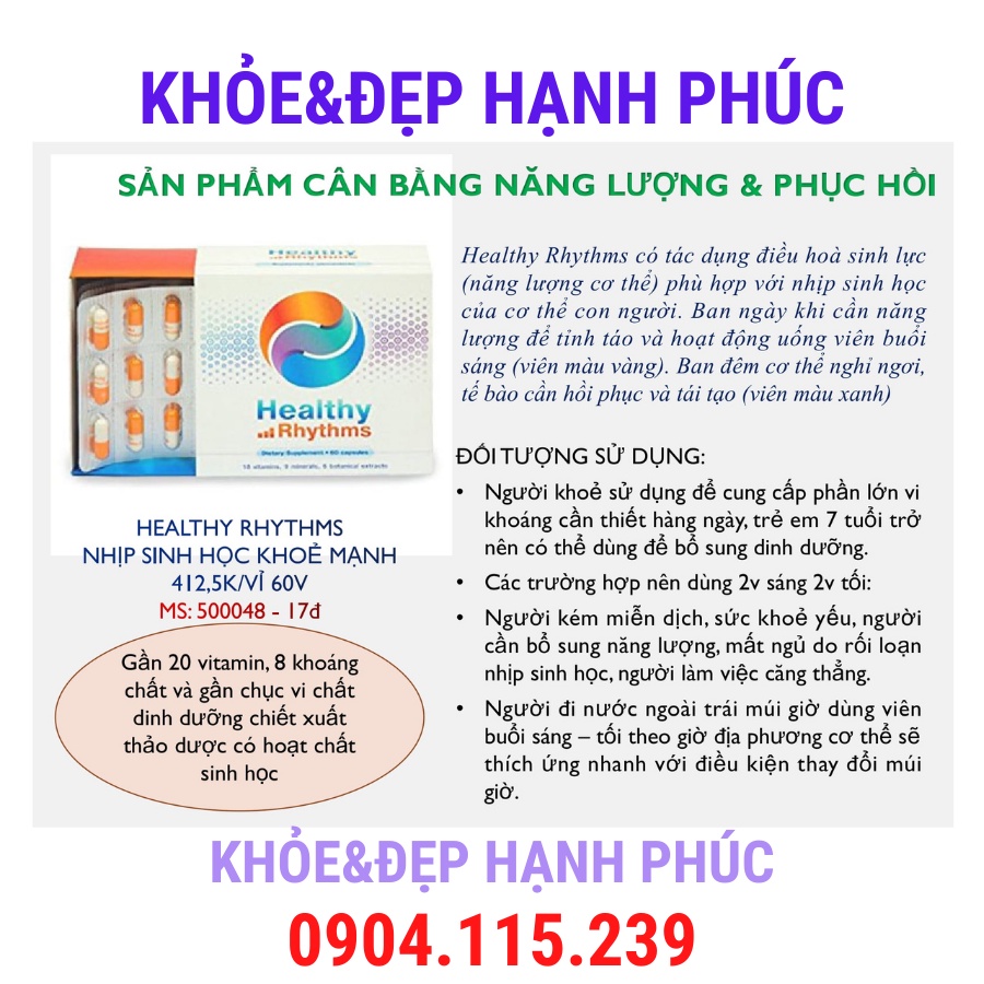 [ Healthy hỗ trợ tăng cường sức đề kháng ] Thực phẩm bảo vệ sức khỏe Healthy Rhythms – 60 viên/hộp