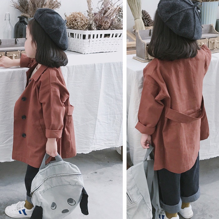[Babycat Hàng Có Sẵn Áo Khoác Dài Trung Bình Phong Cách Nhật Bản Hàn Quốc Mùa Thu Mới Mùa Thu Dành Cho Trẻ Em 2022