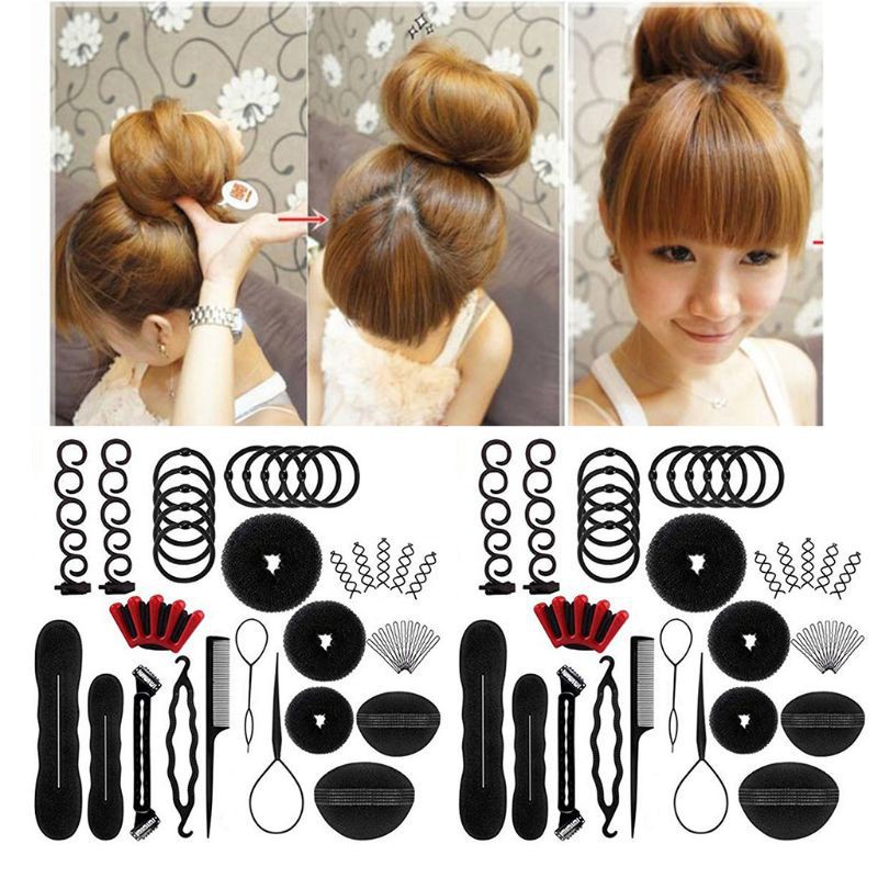 HAP  40Pcs/Set Women DIY Hair Styling Accessories Kit Magic Donut Bun Maker Hairpins Ties Fast Twist Modelling Hairdress Braid Tools