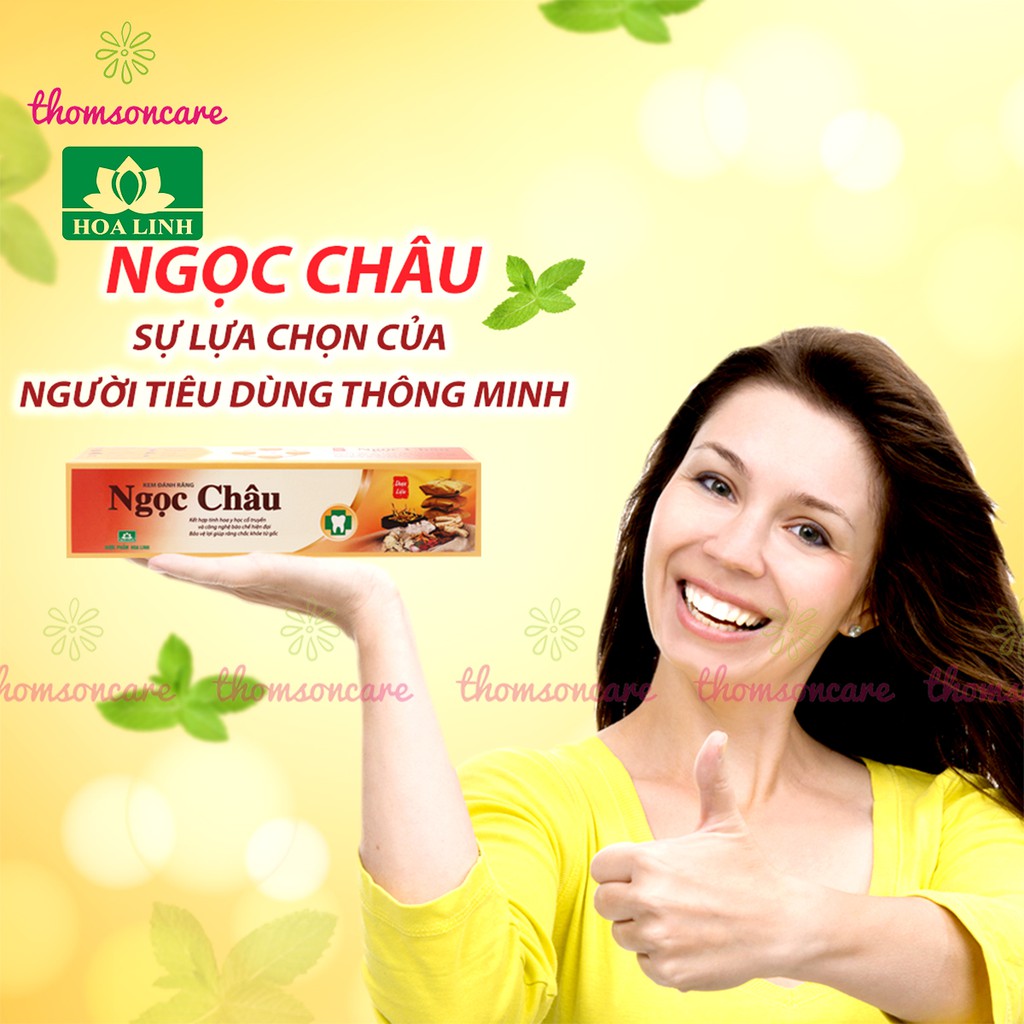 Kem đánh răng dược liệu Ngọc Châu tuýp 125g từ hoa hòe, muối, keo ong, vỏ cau và thảo dược