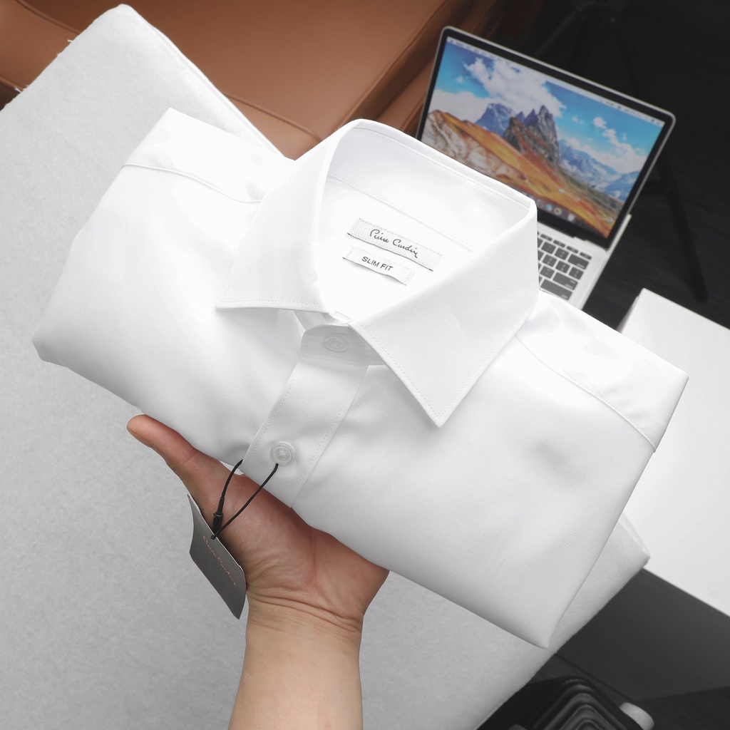 Áo Sơ Mi Nam Ngắn tay P.cardin Xuất Hàn Màu Trắng chất liệu cotton