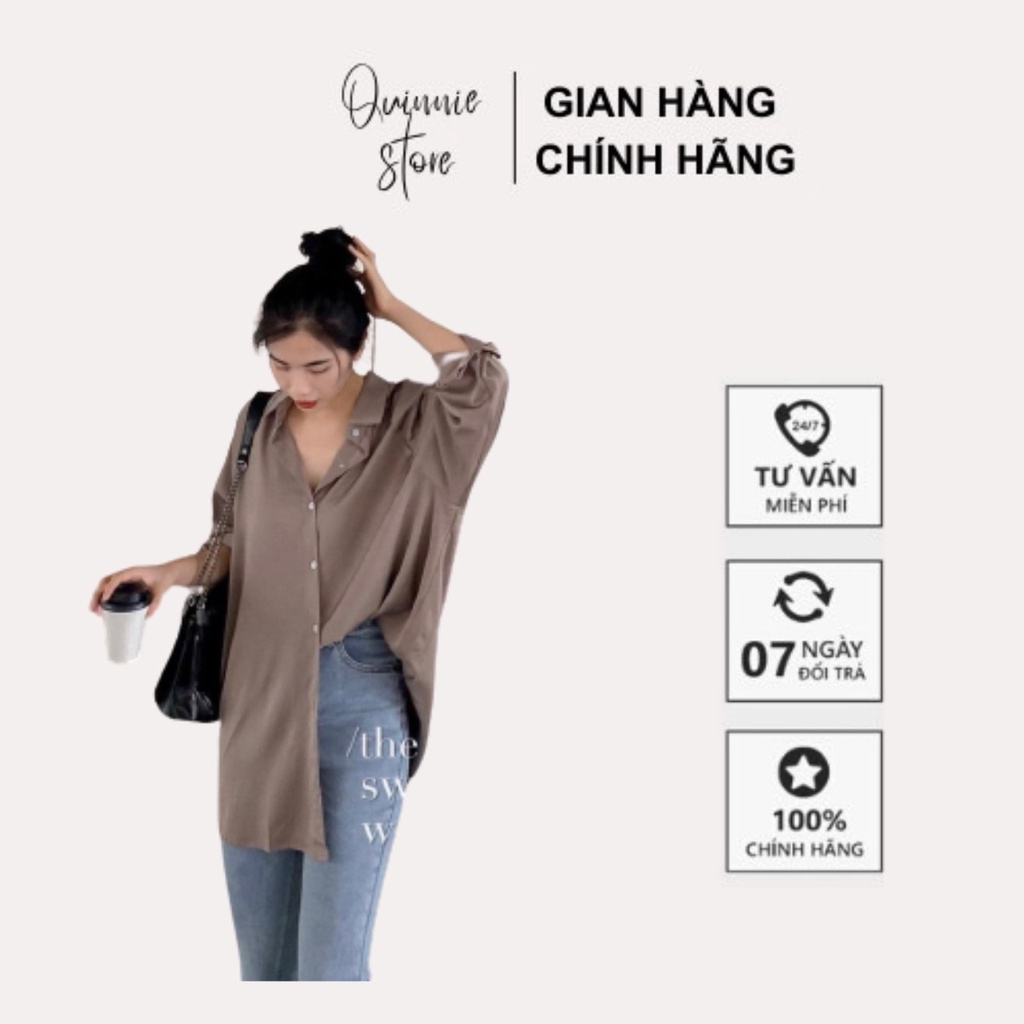 Áo Sơ Mi Nữ Lụa Trơn Form Rộng Kiểu Dáng Basic Nhiều Màu, Áo Sơ Mi Lụa Công Sở A003