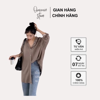 Áo sơ mi nữ lụa trơn form rộng kiểu dáng basic nhiều màu, áo sơ mi lụa công sở a003