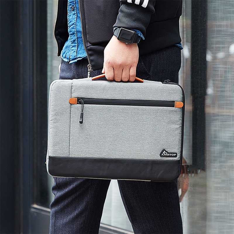 Túi Chống Sốc Cho Laptop, Macbook 14 inch Cao Cấp Có Quai Xách, Khóa YKK, Kháng Nước SIMTOP LEATHER AIR -Hàng Chính Hãng