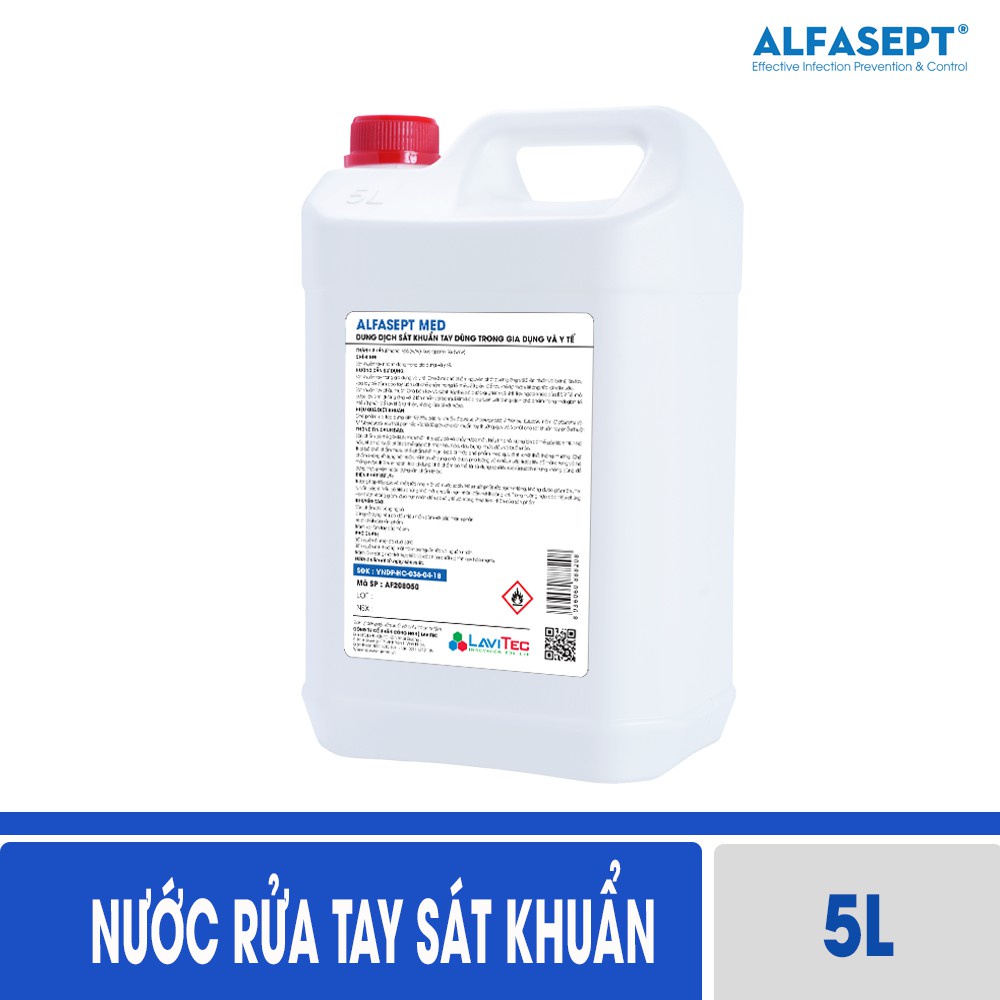 Dung Dịch Rửa Tay ALFASEPT Med Giúp Diệt Khuẩn Toàn Diện, Nhanh Chóng Với Hệ Phức Hợp Chất Dưỡng Ẩm Can 5L