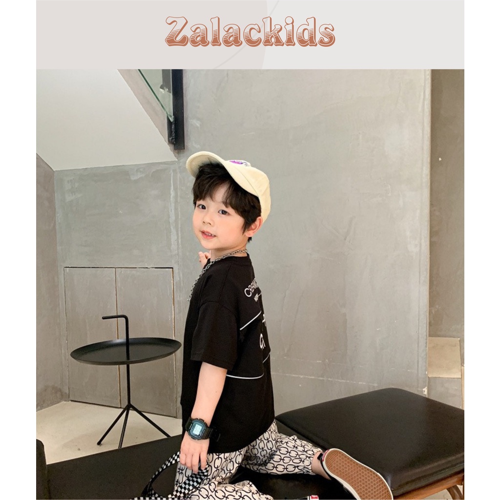 Áo Bé Trai Zalackids, áo thun trẻ em qccc phong cách Hàn quốc hiphop chất cotton từ 10-32kg