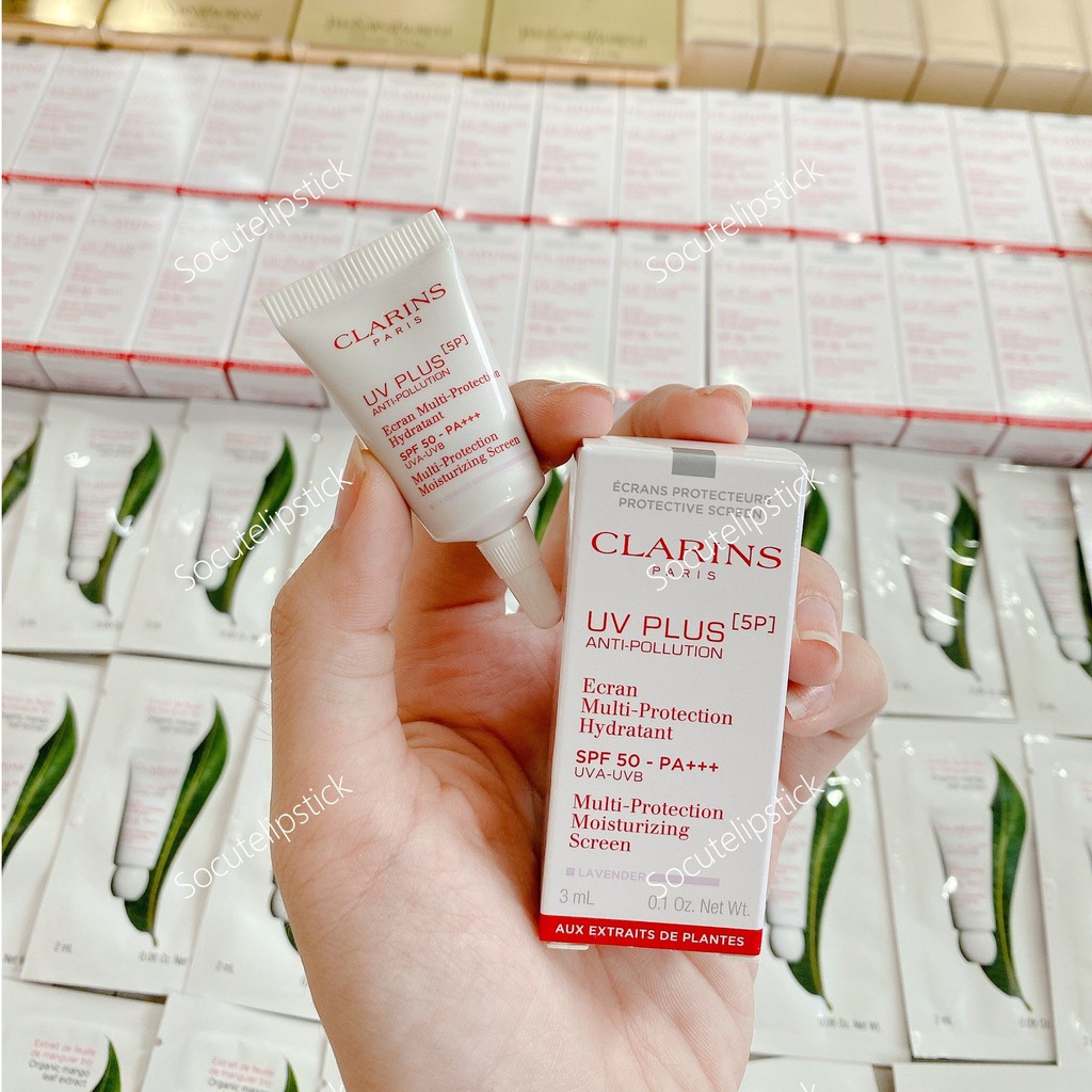 NEW 2021 - Kem chống nắng Clarins UV Plus Anti-Pollution Rosy Glow Minisize 3ml - 10ml