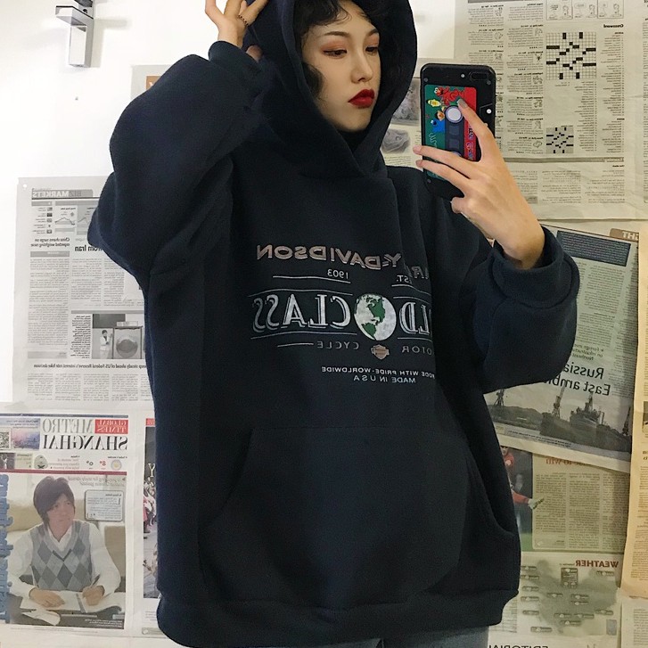 [áo hoodie nữ form rộng] áo sweater nữ form rộng có mũ mặc nhà đi chơi thời trang ulzzang hàn quốc