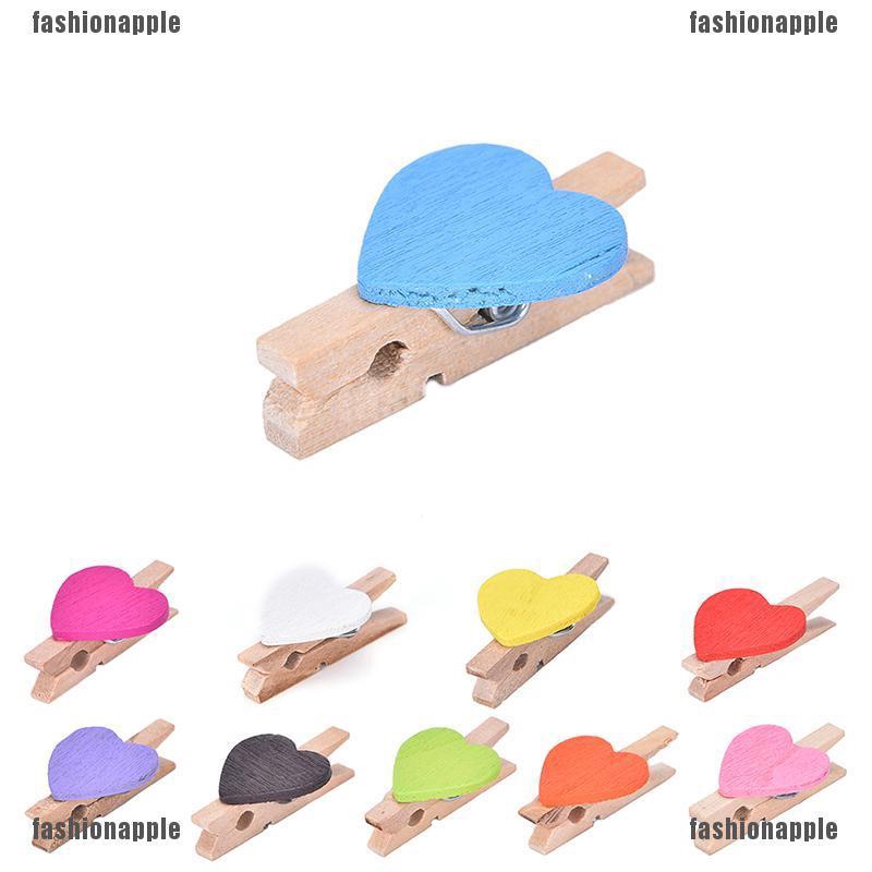 Bộ 20 kẹp gỗ hình trái tim mini dễ thương
