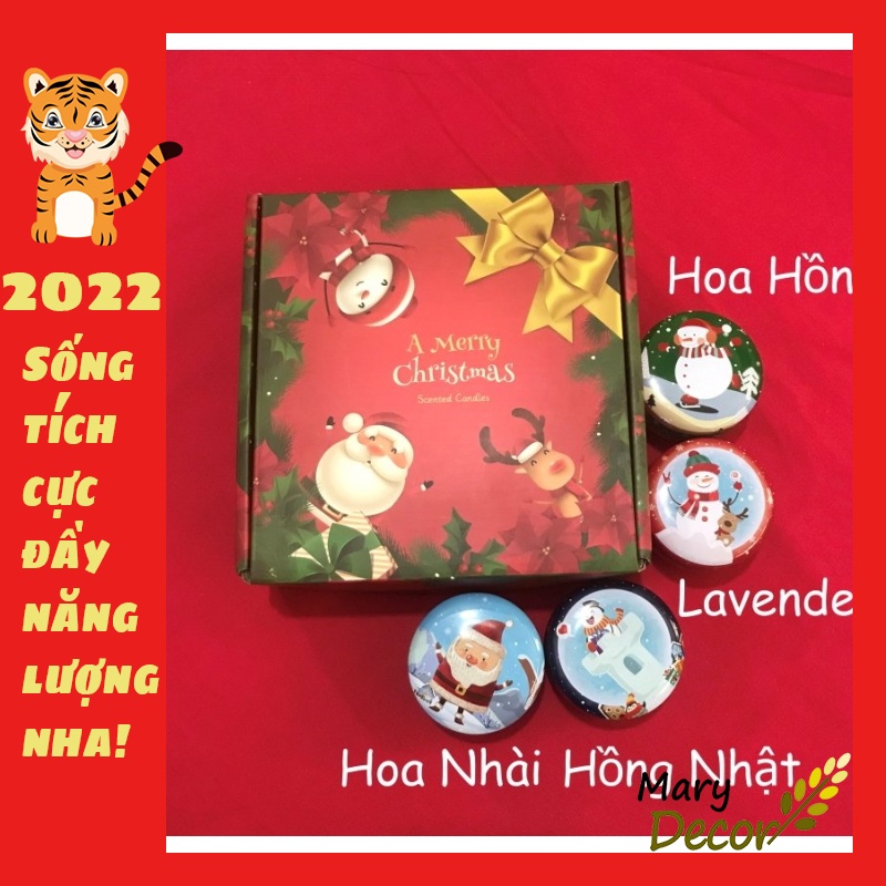 Hộp Quà Tặng Set 4 Nến Thơm Hoa Khô Thiên Nhiên CHỌN HƯƠNG -  Đã có set 4 nến noel số lượng giới hạn - Khách Sỉ inbox