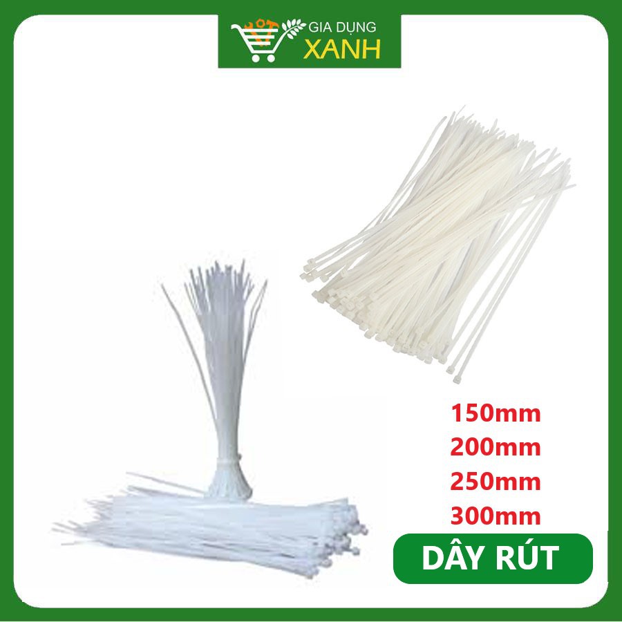 Dây rút các loại màu trắng dài 150mm ,200mm, 250mm, 300mm