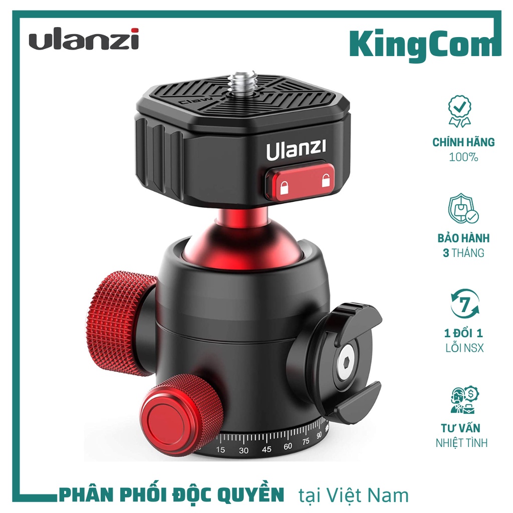 Ulanzi U-100, Claw Quick Release, Đầu Bi Xoay 360° Đi Kèm Cold shoe Mount - Hàng Chính Hãng