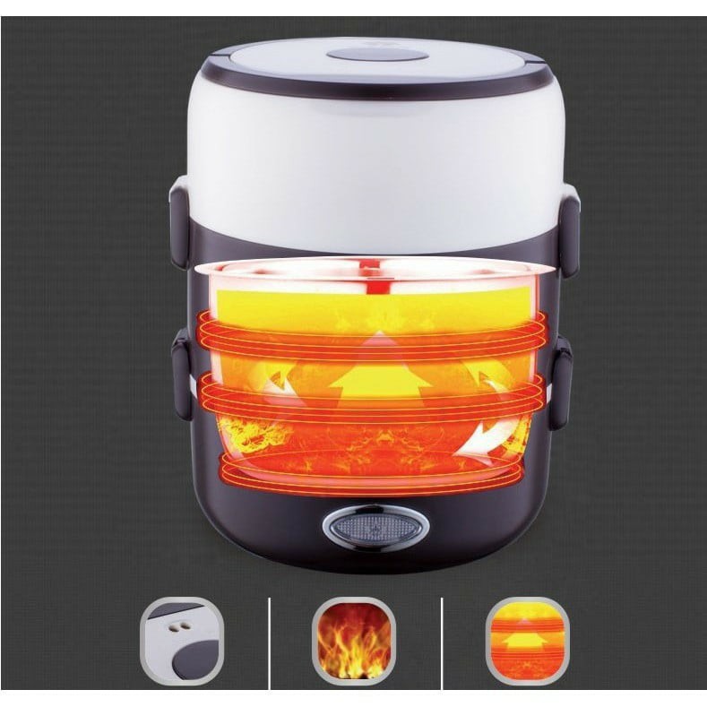 Hộp Cơm Giữ Nhiệt 3 Tầng Hâm Nóng Thức Ăn Cắm Điện Bằng Inox Star Hot Lunch Box