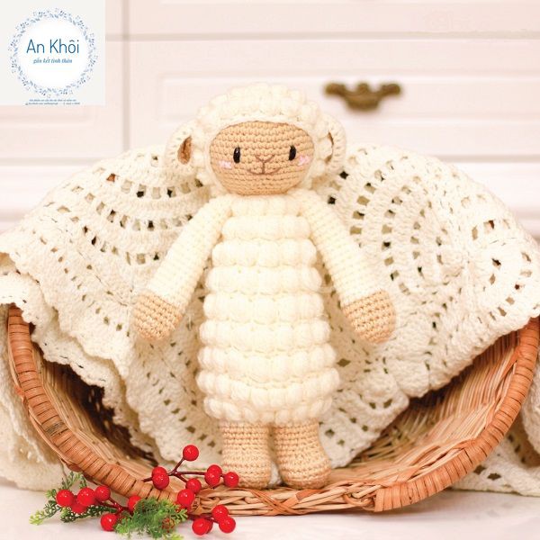 Gấu bông, thú nhồi bông, đồ chơi len, handmade cao cấp: Cừu Barbra đứng size M