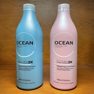 Cặp dầu gội xả phục hồi tóc hư tổn OCEAN Collagen Keratin Complex 2x 1000mlx2