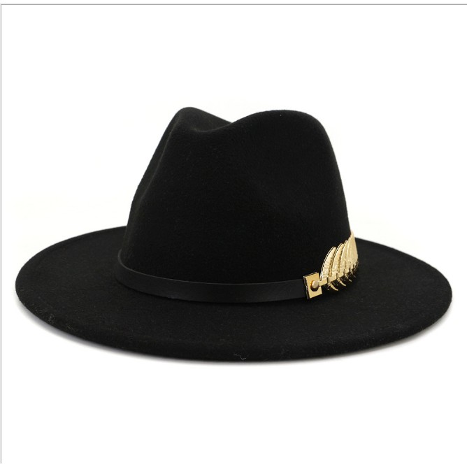 Mũ Phớt Fedora Nam Nữ Rộng Vành Chất Liệu Nỉ, Nón Phớt Vintage Chụp Ảnh, Đi Biển Vành Khoá Lá Kim - Tại Hà Nội