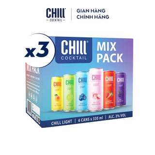 Combo 3 thùng 6 lon Chill Cocktail mix vị 330ml lon